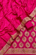 Pink Banarasi Chiniya Silk Unstitched Three Piece Suit Set - Luxurion World