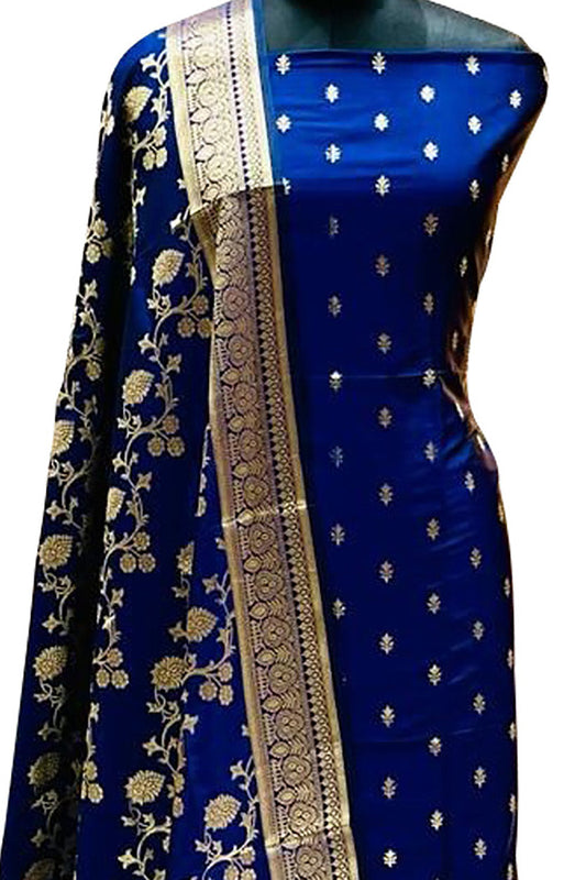 Elegant Blue Banarasi Silk Suit: Timeless Beauty for All Events - Luxurion World