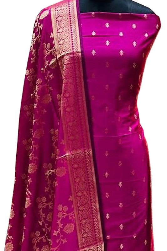 Timeless Classic: Elegant Pink Banarasi Silk Suit for Sophisticated Style - Luxurion World
