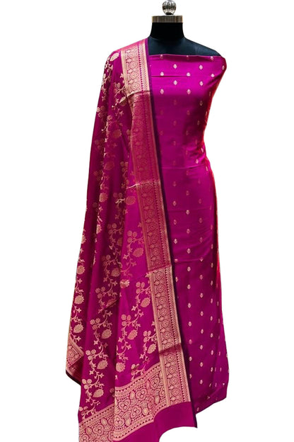 Timeless Classic: Elegant Pink Banarasi Silk Suit for Sophisticated Style - Luxurion World
