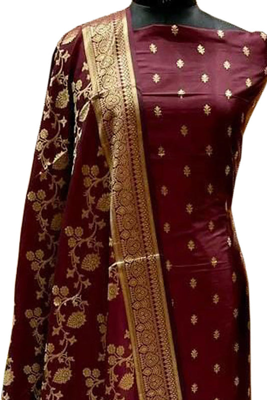 Elegant Maroon Banarasi Silk Suit: A Timeless Classic - Luxurion World