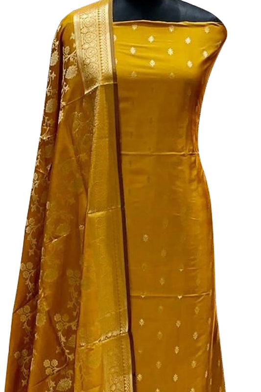 Timeless Classic: Elegant Yellow Banarasi Silk Suit