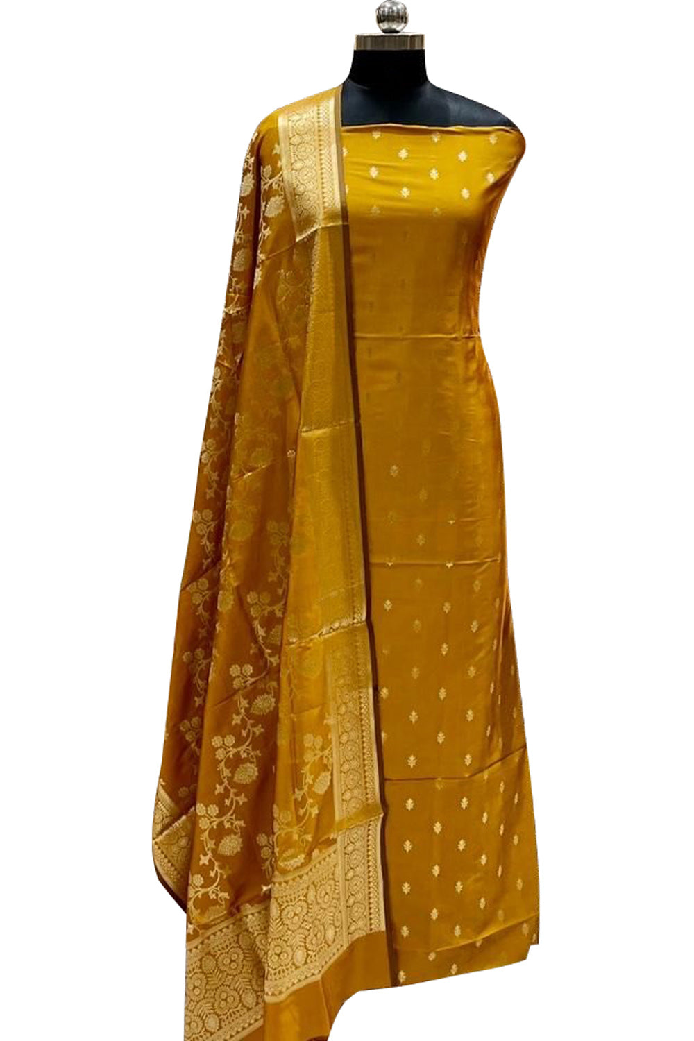 Timeless Classic: Elegant Yellow Banarasi Silk Suit - Luxurion World