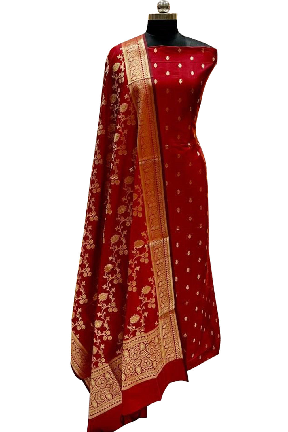 Elegant Red Banarasi Silk Suit: A Timeless Classic - Luxurion World