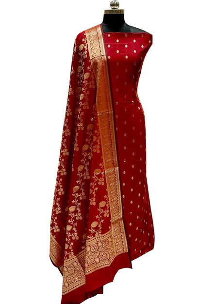 Elegant Red Banarasi Silk Suit: A Timeless Classic - Luxurion World