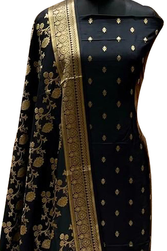 Timeless Elegance: Luxury Black Banarasi Silk Suit - Luxurion World