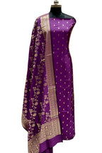 Regal Charm: Elegant Purple Banarasi Silk Suit, A Timeless Classic - Luxurion World