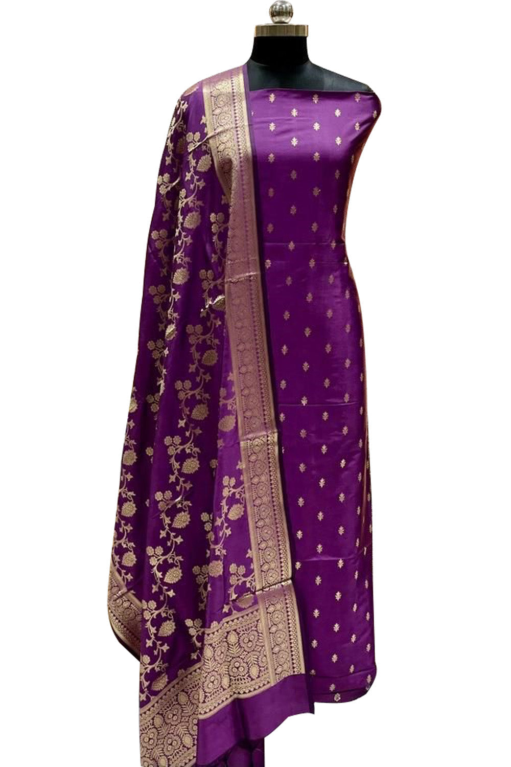 Regal Charm: Elegant Purple Banarasi Silk Suit, A Timeless Classic - Luxurion World