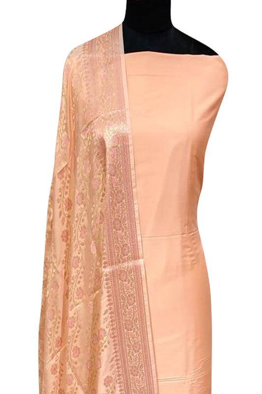 Orange Banarasi Plain Silk Suit