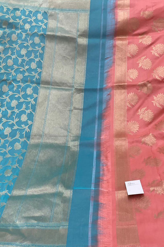 Pink Banarasi Handloom Pure Katan Silk Three Piece Unstitched Suit Set - Luxurion World