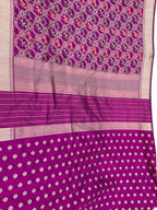 Pure Katan Silk Banarasi Handloom Suit Set in Pink - Unstitched - Luxurion World