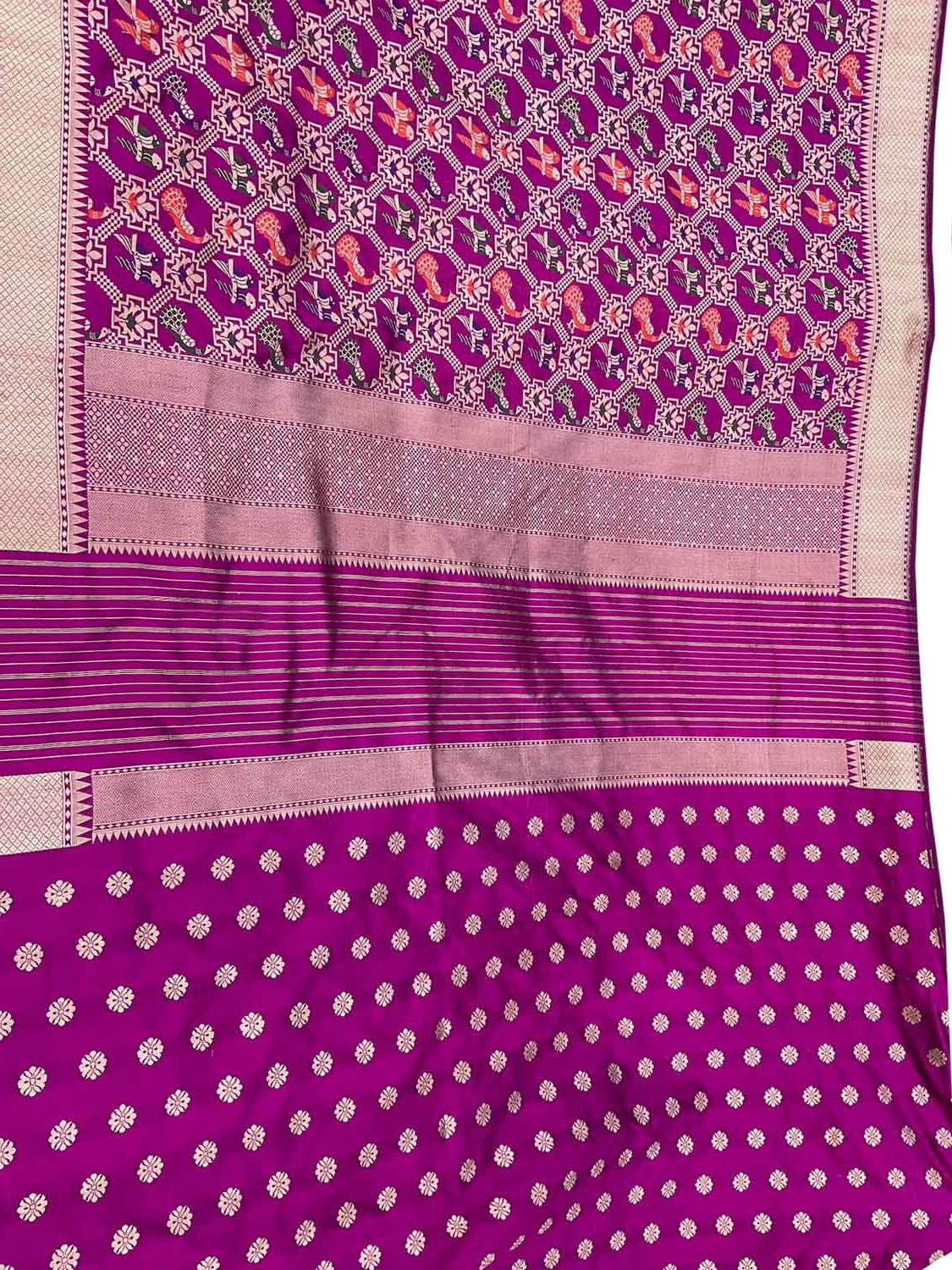 Pure Katan Silk Banarasi Handloom Suit Set in Pink - Unstitched - Luxurion World