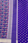 Stunning Blue Handloom Banarasi Katan Silk Suit Set - Unstitched - Luxurion World