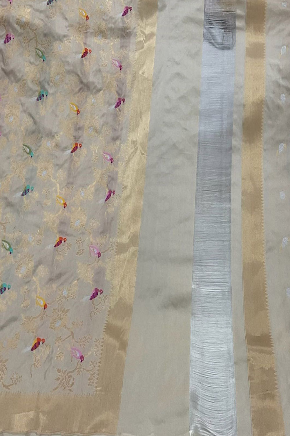 Pure Katan Silk Handloom Banarasi Pastel Suit Set - Unstitched