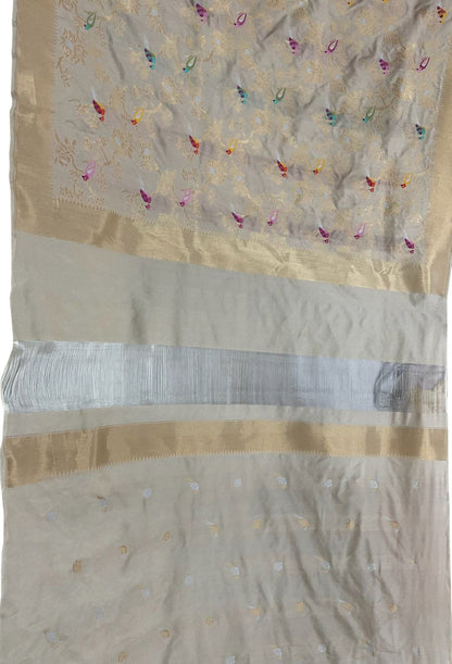 Pure Katan Silk Handloom Banarasi Pastel Suit Set - Unstitched