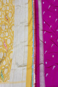 Stunning Yellow and Pink Handloom Banarasi Katan Silk Suit Set - Luxurion World