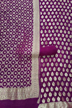 Purple Banarasi Pure Georgette Three Piece Unstitched Suit Set - Luxurion World