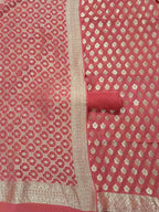 Pink Banarasi Pure Georgette Three Piece Unstitched Suit Set - Luxurion World