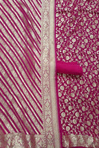 Pink Banarasi Pure Georgette Three Piece Unstitched Suit Set - Luxurion World
