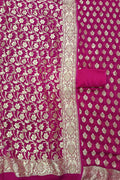 Pink Banarasi Pure Georgette Three Piece Unstitched Suit Set - Luxurion World