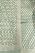 Elegant Green Banarasi Moonga Silk 3-Piece Unstitched Suit - Luxurion World