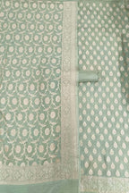 Elegant Green Banarasi Moonga Silk 3-Piece Unstitched Suit - Luxurion World