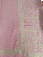 Elegant Pink Banarasi Moonga Silk Three Piece Suit Set - Luxurion World