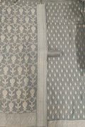 Elegant Grey Banarasi Moonga Silk Three Piece Suit Set - Luxurion World