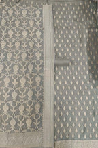 Elegant Grey Banarasi Moonga Silk Three Piece Suit Set - Luxurion World