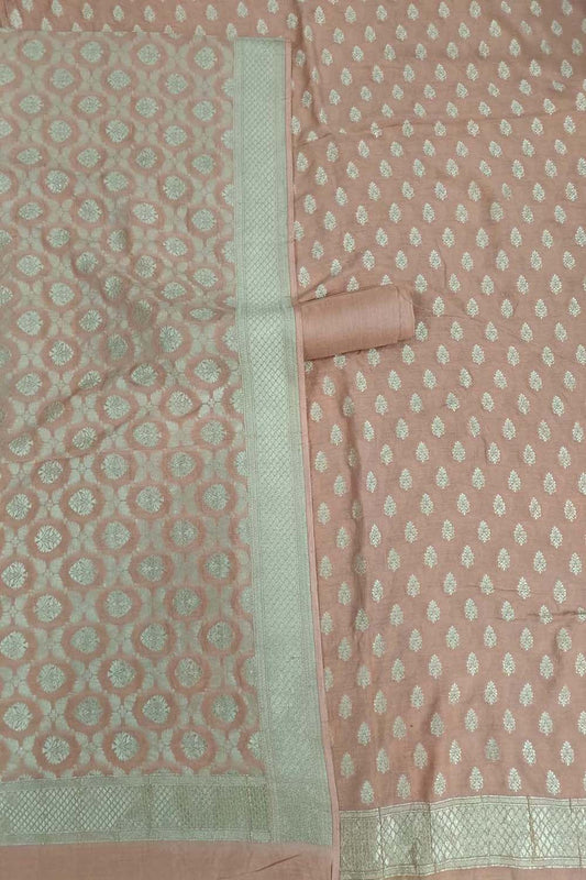 Elegant Peach Banarasi Pure Moonga Silk Suit Set - Luxurion World
