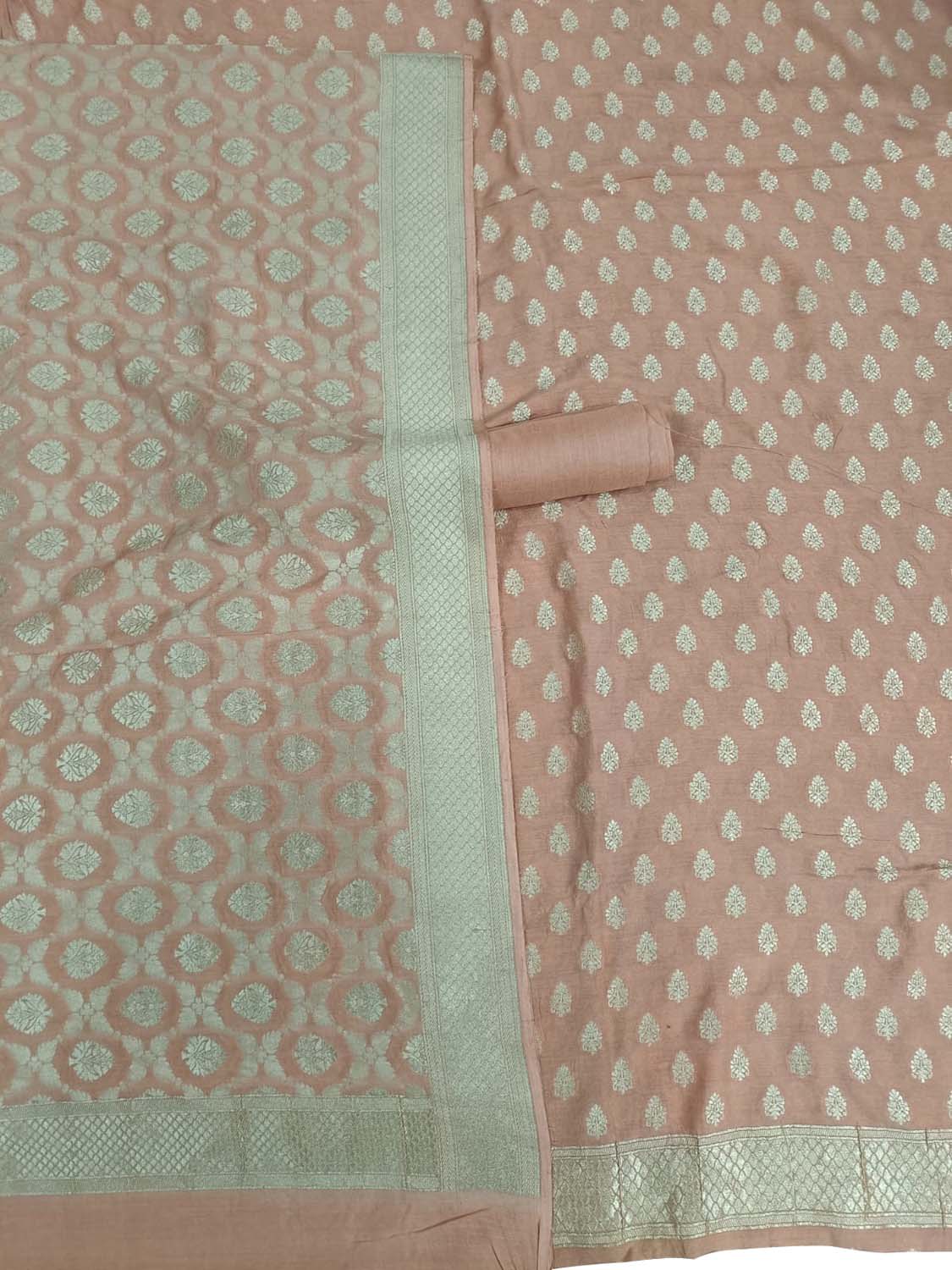 Elegant Peach Banarasi Pure Moonga Silk Suit Set - Luxurion World