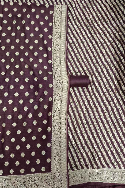 Elegant Maroon Banarasi Pure Moonga Silk Suit Set - Luxurion World