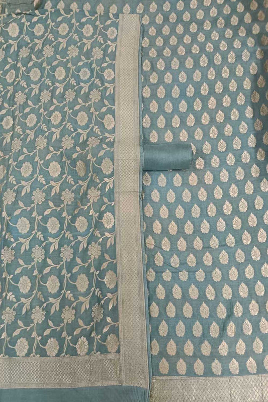 Elegant Blue Banarasi Pure Georgette Suit Set - Luxurion World