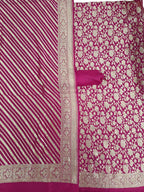 Pink Banarasi Pure Georgette Three Piece Unstitched Suit Set: Elegant and Timeless Ethnic Wear - Luxurion World