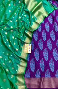 Green And Purple Banarasi Moonga Silk Three Piece Unstitched Suit Set - Luxurion World