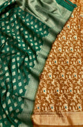 Yellow And Green Banarasi Moonga Silk Three Piece Unstitched Suit Set - Luxurion World
