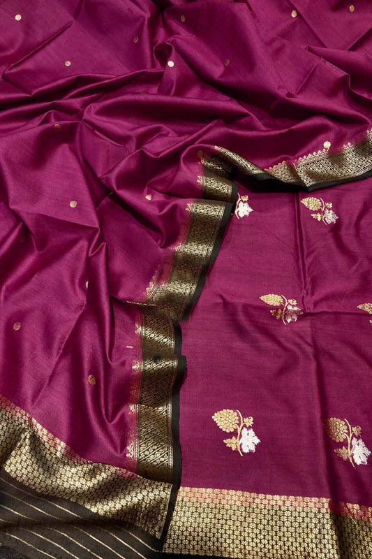 Pink Banarasi Handloom Pure Chiniya Silk Kadwa Weaved Suit