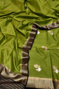 Green Banarasi Handloom Pure Chiniya Silk Kadwa Weaved Suit - Luxurion World