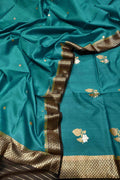 Blue Banarasi Handloom Pure Chiniya Silk Kadwa Weaved Suit - Luxurion World