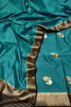 Blue Banarasi Handloom Pure Chiniya Silk Kadwa Weaved Suit - Luxurion World