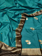 Blue Banarasi Handloom Pure Chiniya Silk Kadwa Weaved Suit - Luxurion World