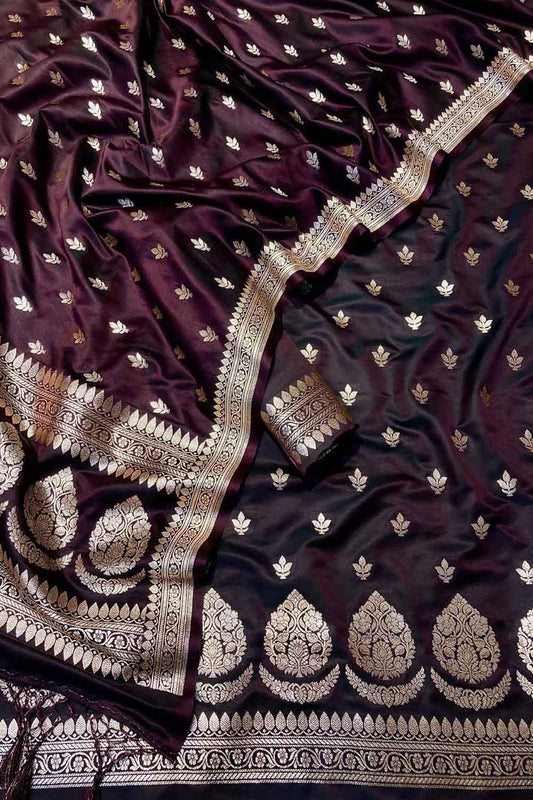 Elegant Maroon Banarasi Silk Suit Set: Unstitched Perfection - Luxurion World
