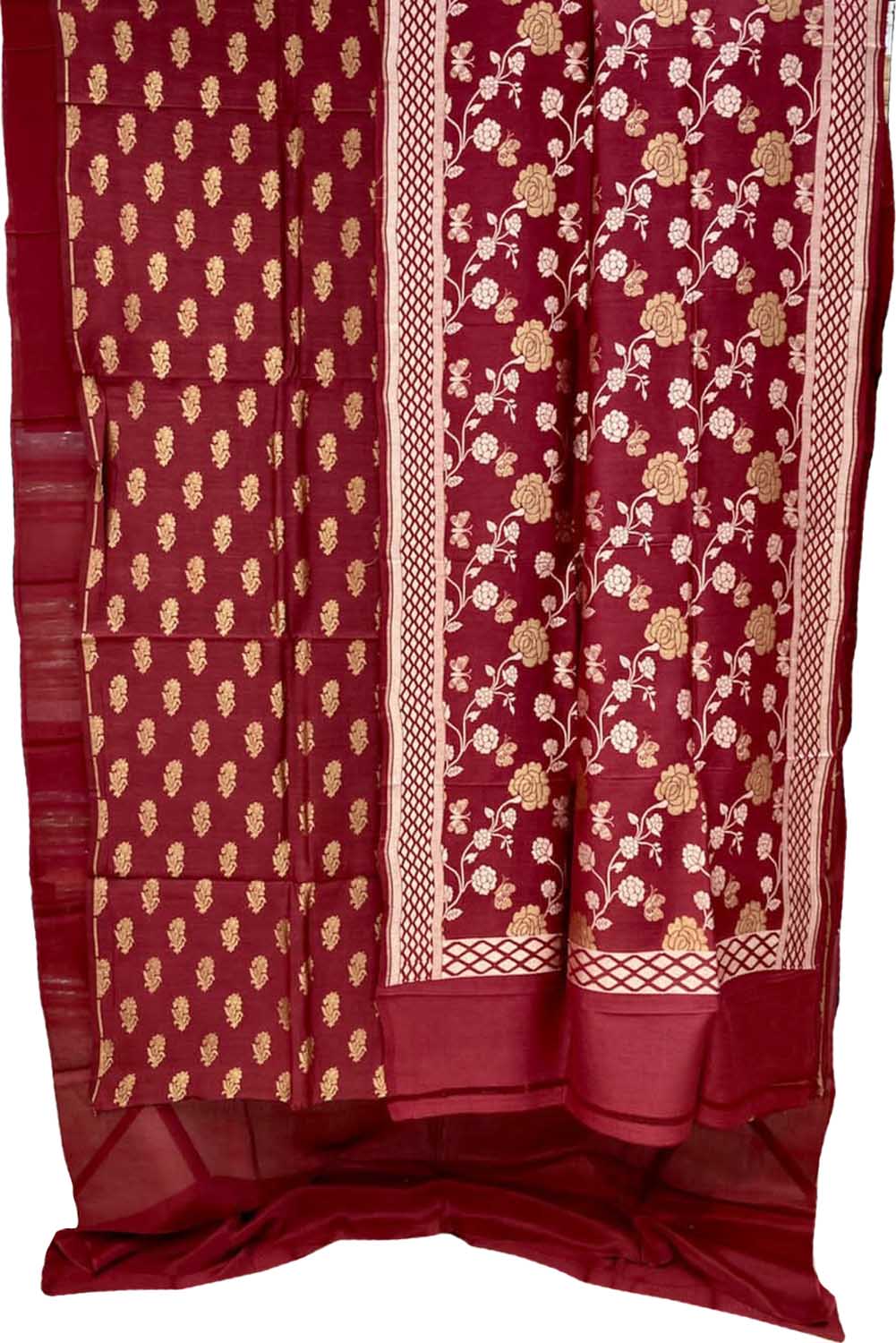 Elegant Red Banarasi Handloom Moonga Silk Suit Set - Luxurion World