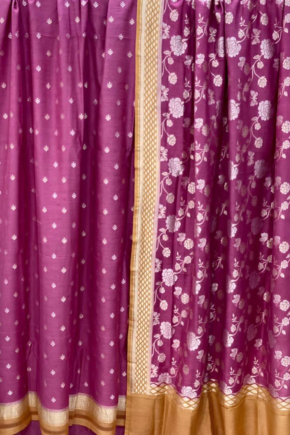 Elegant Purple Banarasi Handloom Pure Moonga Silk Suit Set - Luxurion World