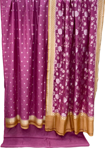 Elegant Purple Banarasi Handloom Pure Moonga Silk Suit Set - Luxurion World