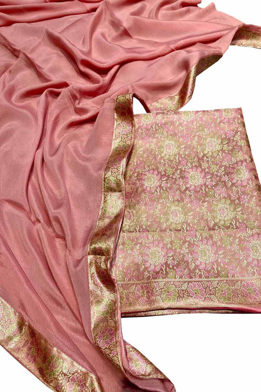 Stunning Pink Banarasi Tanchui Silk Suit Set