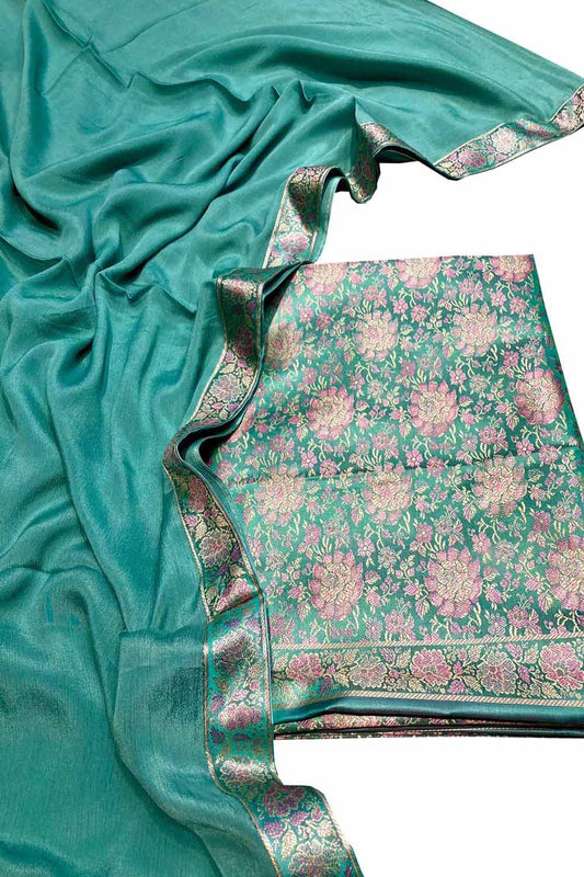 Green Banarasi Tanchui Silk Suit Set - Luxurion World