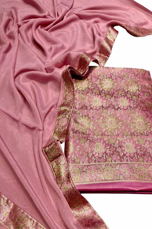 Stunning Pink Banarasi Silk Suit Set - Luxurion World