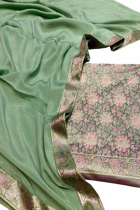 Stunning Green Banarasi Silk Suit Set