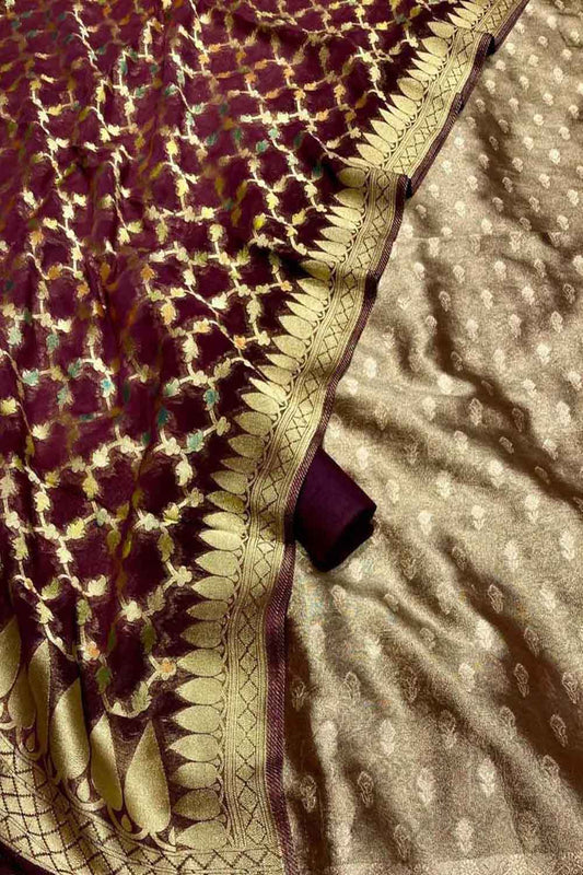 Elegant Maroon Banarasi Silk Suit & Georgette Dupatta